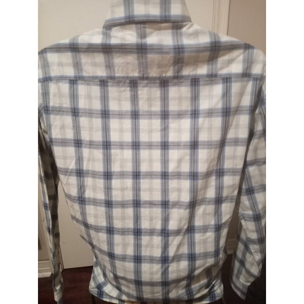 New Perry Ellis America men's long sleeve button White Blue Shirt Medium M NWT - Picture 8 of 12